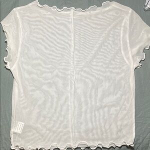 New Mesh White Stretch Lettuce-Edge Tee